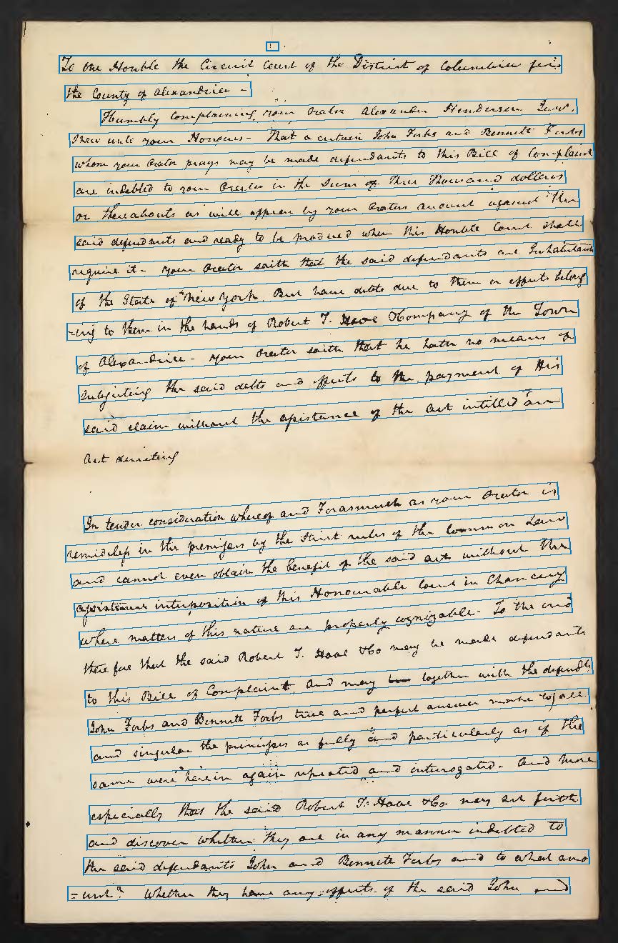 Single page with detected lines
