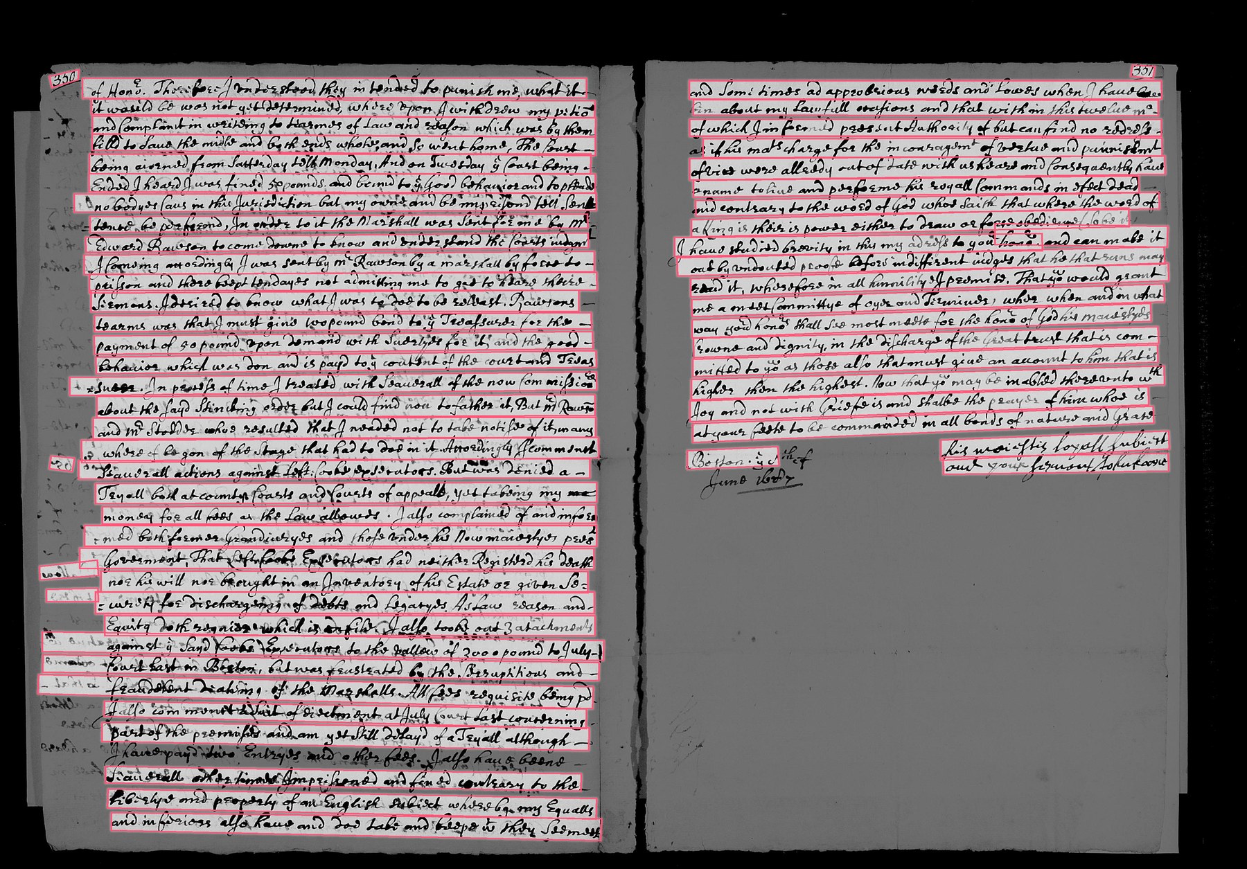 Spread with detected fold